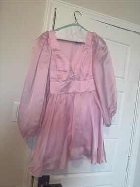 Bardot Eva Light Pink Satin Mini Dress